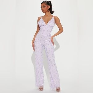 Fashion Nova Lavender Butterfly Sequin Jumpsuit